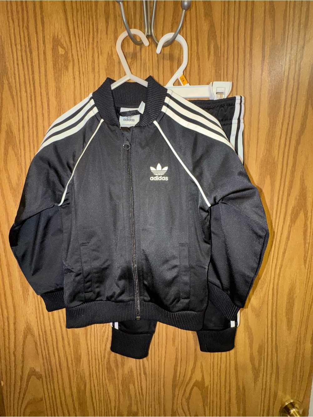 adidas Black Kids Track Jacket with White 3-Stripes